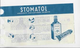 Stomatol väkevöity antiseptinen valmiste vanha lääke  tuote-esite