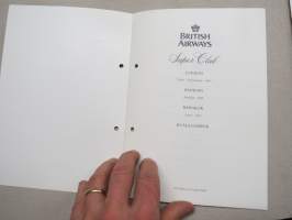 British Airways - Super Club - Menu / ruokalista