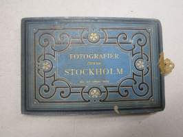 Fotografier öfver Stockholm från Axel Lindahls Atelier -valokuvaalbumi, matkamuistokirja 1800-luvulta