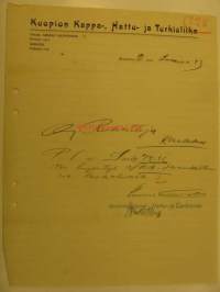Kuopion Kappa-, Hattu- ja Turkisliike 17.10.1923 -asiakirja
