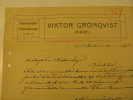 Nahkatehdas ja Nahkakauppa Viktor Grönqvist Mikkeli 20.3.1925 -asiakirja 