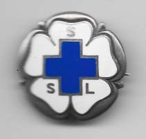 Sairaanhoitaja liitto 1944-64  -    rintamerkki lukkoneulamerkki  emali numeroitu hopeaa