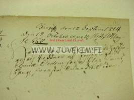 Muistio, laatinut Eric Magnus Montell, annettu 12.9.1814, pantu täytäntöön 18.10.1814, koskee käskynhaltija Christian Sillbergiä -asiakirja 