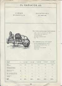 Radiator Oy / Myers Sähköpumppuja   tuote-esite