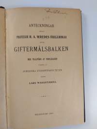 Anteckningar enligt Professor R. A. Wredes föreläsningar öfver Giftermålsbalken