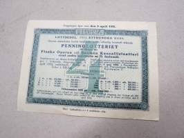Raha-arpa, Raha-arpajaiset / Penninglotteriet, lottsedel huhtikuu 1932 nr 29212 -lottery ticket
