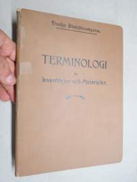 Suomen Valtionrautatiet - Kalustoesineiden ja Tarveaineiden Terminologia - Terminologi för Inventarier och Materialer (1915)
