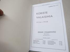 Idman koristevalaisimia - koristevalaisinluettelo nr 117 1934-1935 luettelo, julkaistu loppuvuodesta 1935 - KOPIO - COPY - Idman lamp catalog 1935 facsimile.