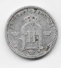 Ruotsi 25 Öre 1885 - ulkomainen kolikko hopeaa