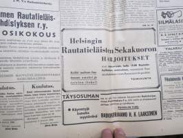 Rautatieläinen 1945 nr 5, 15.3.1945, aiheena erityisesti Turku - Rautatieläisyhdistys Turun osasto 50 vuotta, runsaasti ilmoituksia