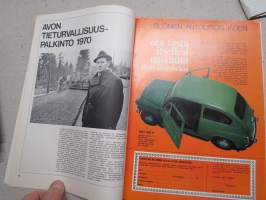 Auto ja Liikenne 1970 nr 12, Auto-70 proto, Citroën D Super, Mercedes-Benz 1513 mainos, Rulettia rattijuopoilla, Turvaistuimet, Brockhaus-perävaunuja Suomestakin ym.