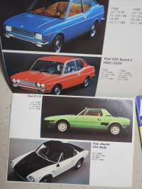 Fiat Automobili Voitures Motorcars PKW Coches -myyntiesite, koko Fiat-mallisto haitariesitteenä, monikielinen