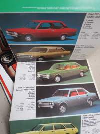 Fiat Automobili Voitures Motorcars PKW Coches -myyntiesite, koko Fiat-mallisto haitariesitteenä, monikielinen
