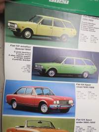 Fiat Automobili Voitures Motorcars PKW Coches -myyntiesite, koko Fiat-mallisto haitariesitteenä, monikielinen