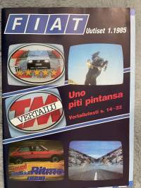 Fiat-uutiset 1985 nr 1 - Uno piti pintansa, Fiat-uutiset, Torinon autonäyttely - Silmäniloa Italiasta -asiakaslehti,customer magazine