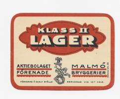 Lager Klass II  -  olutetiketti Skånska  Lith