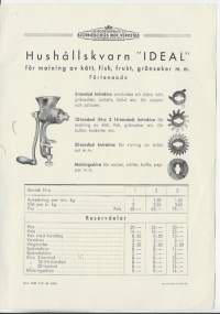 Rosenlew Pori - IDEAL Hushållskvarn  / lihamylly  mainos 1935