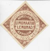 Appelsiini  Limonaatia -  juomaetiketti Julius Syren &amp; Co Oy
