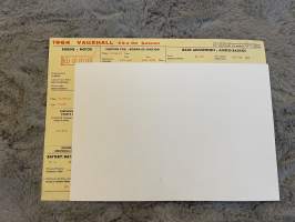 Vauxhall 1964 VX4/90 Saloon -säätöarvokortti / säätöarvot, monikielinen -technical specifications, multilingual