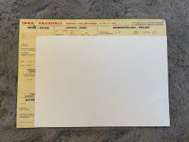 Vauxhall 1963 Velox und Cresta -säätöarvokortti / säätöarvot, monikielinen -technical specifications, multilingual