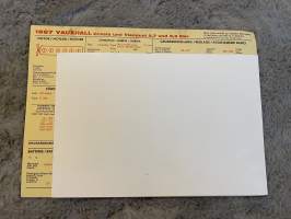 Vauxhall 1967 Cresta und Viscount 2,7 und 3,3 liter -säätöarvokortti / säätöarvot, monikielinen -technical specifications, multingual