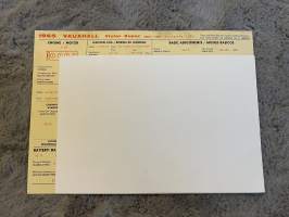 Vauxhall 1965 Victor Super -säätöarvokortti / säätöarvot, monikielinen -technical specifications, multilingual