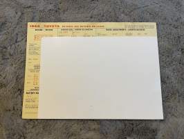Toyota 1965 Crown and Crown de Luxe -säätöarvokortti / säätöarvot, monikielinen -technical specifications, multilingual
