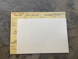 Rover 2600 1963  -säätöarvokortti / säätöarvot, monikielinen -technical specifications, multilingual