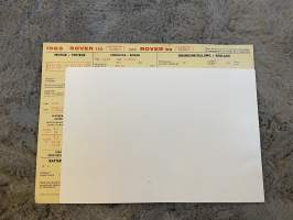 Rover 110 und Rover 95 1963  -säätöarvokortti / säätöarvot, monikielinen -technical specifications, multilingual