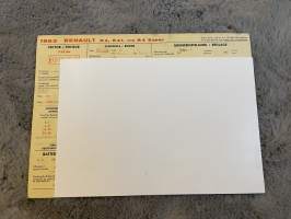 Renault 1963 R 4, R 4 L ja R 4 Super -säätöarvokortti / säätöarvot, monikielinen -technical specifications, multilingual