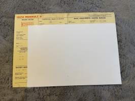 Renault 4 1970 -säätöarvokortti / säätöarvot, monikielinen -technical specifications, multilingual