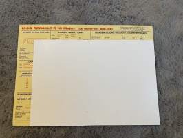 Renault 1966 R 10 Major -säätöarvokortti / säätöarvot, monikielinen -technical specifications, multilingual