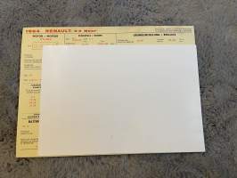Renault 1964 R 8 Major -säätöarvokortti / säätöarvot, monikielinen -technical specifications, multilingual