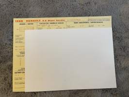 Renault 1966 R 16 -säätöarvokortti / säätöarvot, monikielinen -technical specifications, multilingual