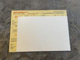 Renault 1969 6 -säätöarvokortti / säätöarvot, monikielinen -technical specifications, multilingual