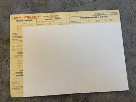 Peugeot 404 70 CV 1965 -säätöarvokortti / säätöarvot, monikielinen -technical specifications, multilingual