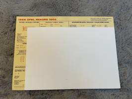 Opel Rekord 1500 1966 -säätöarvokortti / säätöarvot, monikielinen -technical specifications, multilingual