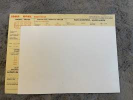 Opel Diplomat 1965 -säätöarvokortti / säätöarvot, monikielinen -technical specifications, multilingual