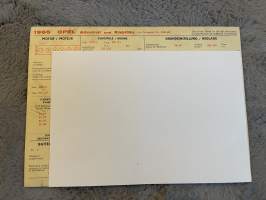 Opel Admiral ja Kapitän 1965 -säätöarvokortti / säätöarvot, monikielinen -technical specifications, multilingual