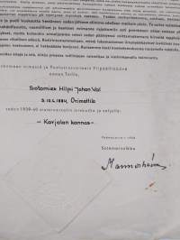 Talvisodan muistomitalin luovutuskirja