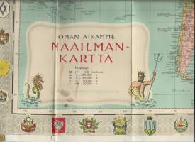 Oman aikamme maailmankartta 1953 taitettu kirjekokoon