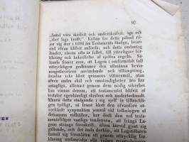 Rättshistoriska Bidrag till tolkningen af 1734 års Lag - Akademiska afhandlingar af Johan Philip Palmén -väitöskirjan osajulkaisuja 4 kpl