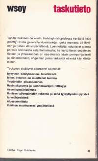 Ihminen ja ympäristö, 1971, 1.p. Studia generalia - luentosarja, jossa eri alojen asiantuntijat (katso sis.) kartoittavat ongelmakohtia elinympäristössämme.