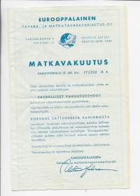 Eurooppalainen matkavakuutus 1967 - vakuutuskirja