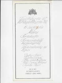 Kadettikurssi 47 ja Merikadettikurssi 32  15 v juhla 1977 menu   Korpilampi