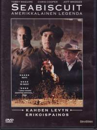 DVD Seabiscuit, 2004 . Amerikkalainen legenda.  Tupla-DVD. Runsaasti lisämateriaalia. Tobey Maguire, Chris Cooper, Jeff Bridges