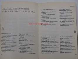 Grafisk ordlista. Svenska fackuttryck och deras översättning till engelska, tyska och franska