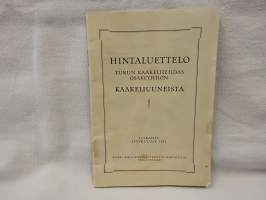 Hintaluettelo kaakeliuuneista v.1935