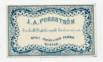 Enkelt Distilerade  brännvin / Sprit förädlings Fabrik -   viinaetiketti