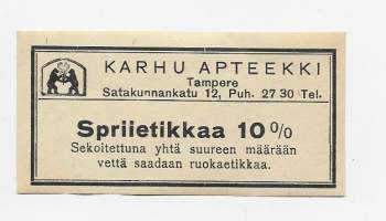 Spriietikkaa 10 % / Karhu Apteekki Tampere  apteekkietiketti